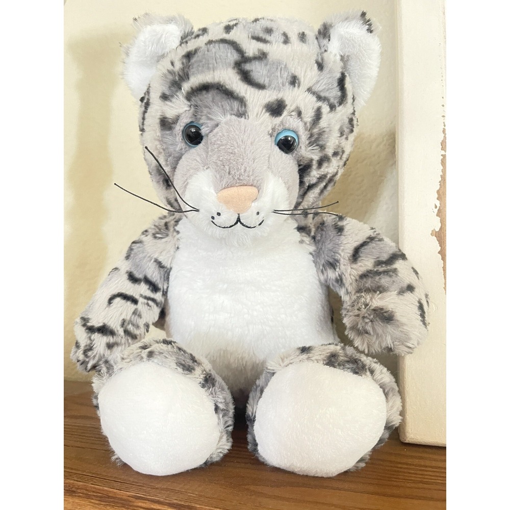 Build a Bear Workshop Snow Leopard Plush Gray White Black Spots Retired 16" BAB‎